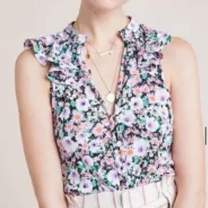 Anthropologie Chalmers top 
Purple floral 
Size Small